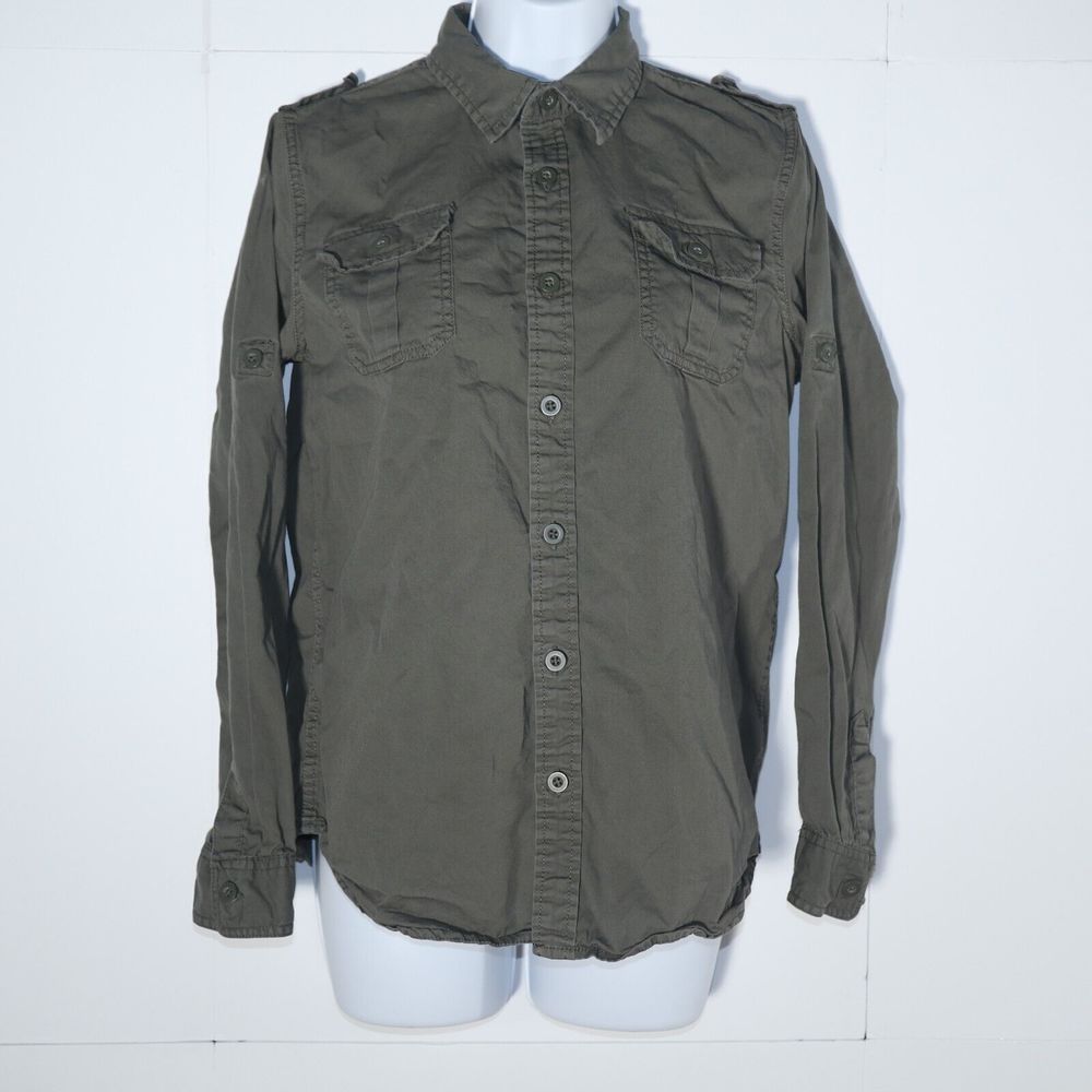 Arizona Jean Co Womens Long Sleeve Shirt Size XL 18/20 Green Button Up